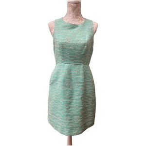 BLITHE Aqua Tweed Sheath Dress Knee Length Size 8